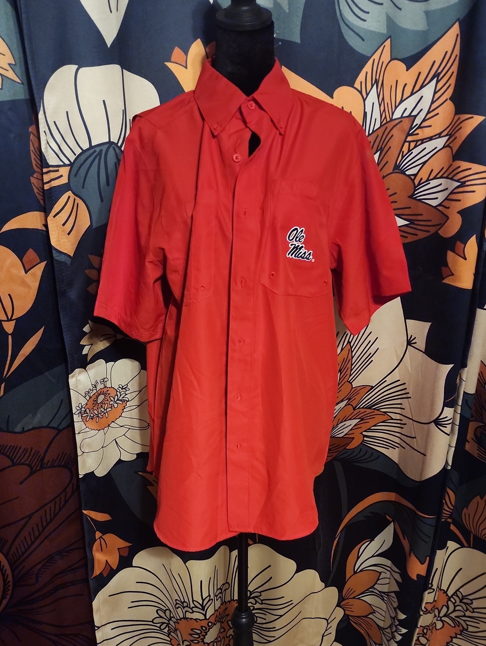 Pro Edge Ole Miss Red Short-Sleeve Button-Down Shirt